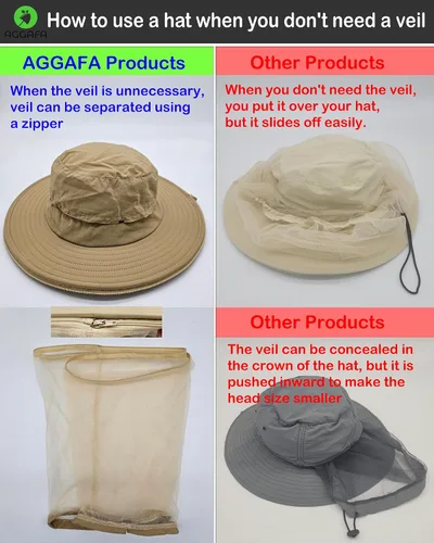 Vista 4 de Mosquito Head Net Hat, Providing a Physical Barrier to Help Keep Mosquitoes and Bugs Away from Your Face