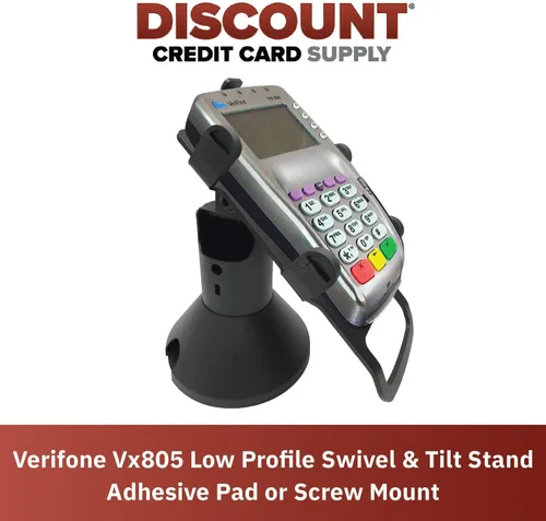 Vista 2 de DCCStands - Soporte para terminal Verifone Vx805, giratorio bajo e inclinación, atornillado y adhesivo