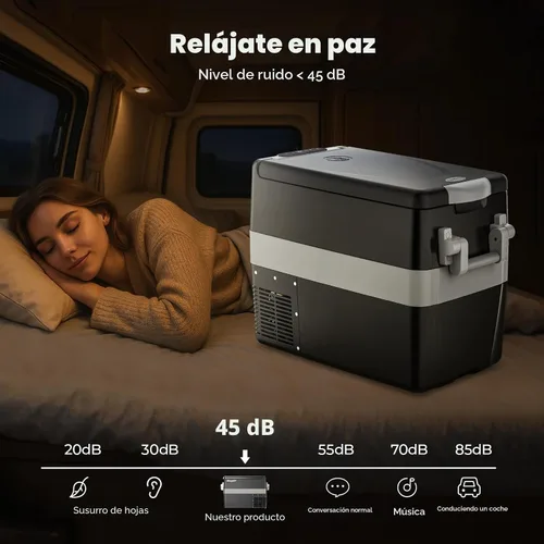 Vista 4 de BougeRV Refrigerador de 12 V, nevera, congelador, portátil, para automóvil, 42 cuartos de galón, enfriador eléctrico de 12 V/24 V CC 110 ~ 240 V CA
