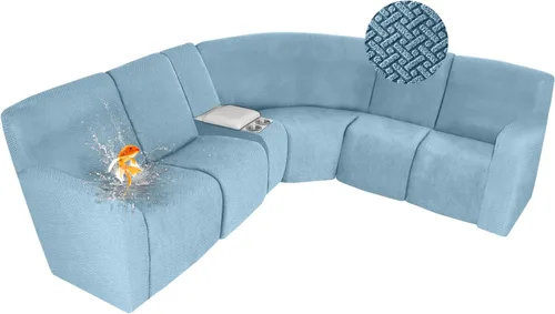Vista 13 de ALIECOM Fundas 100% impermeables para sofá seccional reclinable, forma de L, elásticas, para esquina, funda para sofá seccional reclinable, lavable