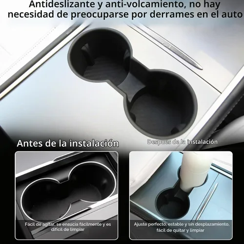 Vista 3 de TOPABYTE - Consola central para accesorios Tesla Modelo Y Modelo 3, 3 unidades, color negro Cup Holder Insert, Screen Edge Protector Frame