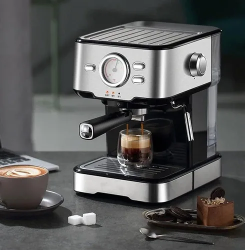 Vista 3 de Cafetera de capuchino automática de calentamiento rápido de 20 bares, con espumador de leche espumante, tanque de agua de 1.5 L, 1050 W