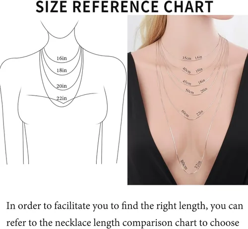 Vista 6 de Collar de cadena de plata de ley 925 para mujeres y hombres, de 0.059 pulgadas, delicado, ajustable, largo, delgado, cadena de serpiente, cadenas