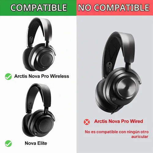 Vista 2 de Defean Almohadillas para Steelseries Arctis Nova Pro Wireless/Nova Elite Tela transpirable negra
