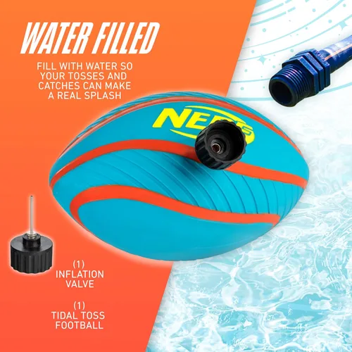 Vista 2 de Nerf Fútbol acuático para piscina y playa – Tidal Toss Pool Football para juegos acuáticos – Juguete perfecto para niños – Bola de agua de agarre