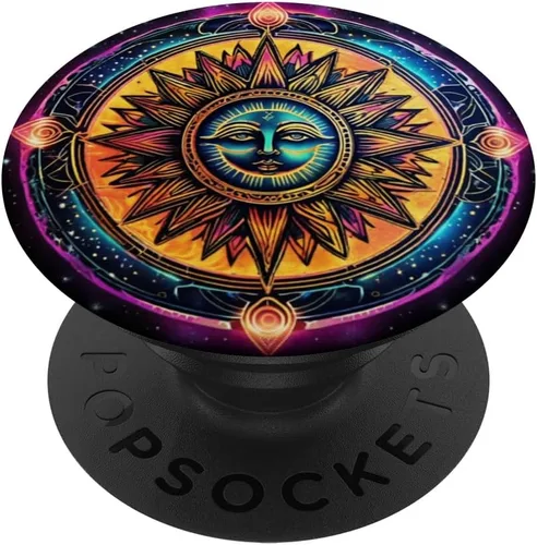Vista 6 de Retro Synthwave Celestial Sun Decor classic Anime 80s Print PopSockets MagSafe PopGrip for iPhone