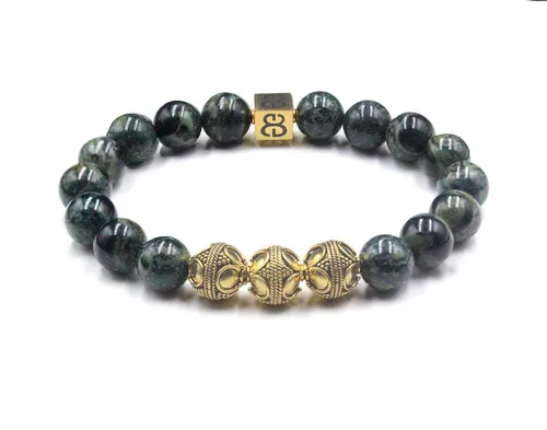 Vista 3 de Men's Jade and Gold Beads Bracelet, Jade Bracelet, Designer Bracelet