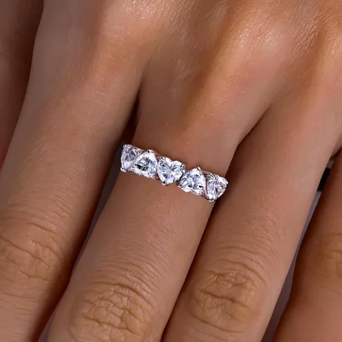Vista 7 de Moissanite Eternity Rings, S925 Sterling Silver Anniversary Band for Women Plateado
