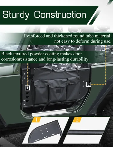 Vista 5 de JROAD Wrangler JK - Puertas tubulares de verano para Jeep Wrangler JK Unlimited de 2 puertas (excluye los modelos JL y JT) Puertas delanteras 2
