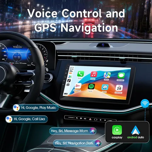 Vista 3 de Haudio Estéreo inalámbrico de coche doble DIN de 9 "con Bluetooth, radio CarPlay inalámbrica y Android Auto, cámara de respaldo, navegación
