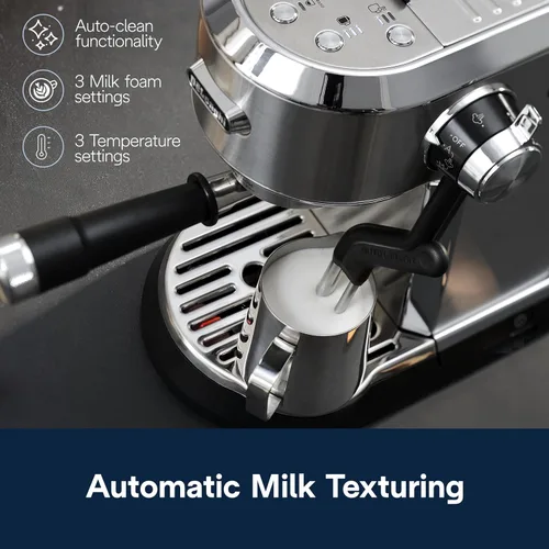 Vista 7 de De'Longhi Dedica Maestro Plus - Máquina de café expreso, varita de vapor automática, 3 ajustes de temperatura de café y espuma de leche, tanque