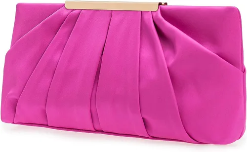 Vista 15 de Bolso de mano elegante de noche CHARMING TAILOR con plisados de satén, bolso formal sencillo y elegante para mujer Negro