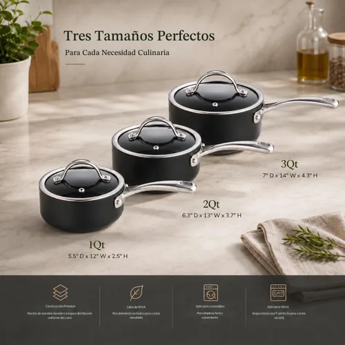 Vista 8 de Cooks Standard NC-00340 – Sartén con tapa de grado Premium, anodizado, sólido, antiadherente, Negro