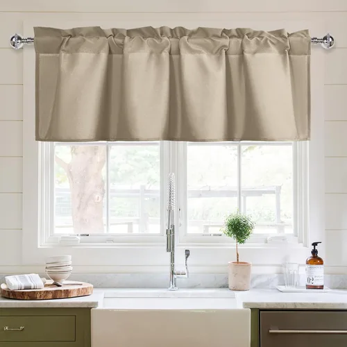Vista 19 de XWZO Cortinas de cenefas de cocina para ventanas, sala de estar, dormitorio, baño, cubiertas superiores, estilo granja rústico, comedor, aislamiento