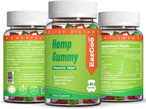 Vista 8 de Gomitas de cáñamo natural 2,000,000 XXL extra fuertes - 120 unidades Natural Edibles - Gomitas frutales con aceite de cáñamo orgánico, vegano