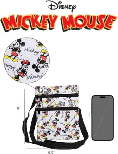 Vista 3 de Disney Bolsa de pasaporte cruzado de viaje Mickey Minnie Eeyore Stitch All Over Print
