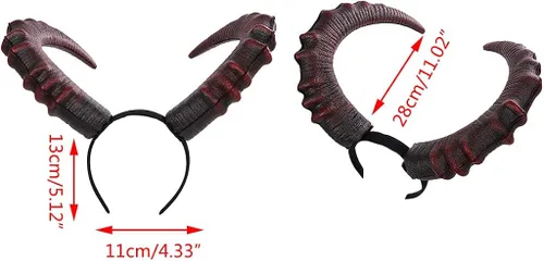 Vista 7 de Diadema gótica de Halloween para cosplay, diadema de cuerno largo de diablos, diadema de carnaval para fiesta