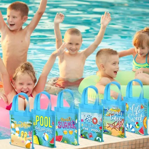 Vista 6 de 24 bolsas de regalo de fiesta de piscina de verano, bolsas de regalo de pelota de playa, bolsas de golosinas, suministros de decoración de fiesta