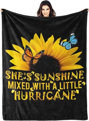 Vista 13 de Manta de girasol, suave, cálida, ligera, acogedora manta de felpa para cama, sofá, oficina, decoración de regalos para niños y mujeres, 80 x 60
