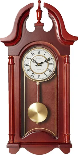 Vista 2 de Bedford Clock Collection BED-1915 - Reloj de pared colonial de caoba con acabado de roble cereza con números romanos