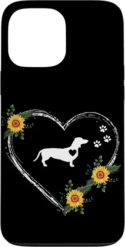 Vista 24 de Dachshund Heartbeat With Paw Prints On Black Case for iPhone 16
