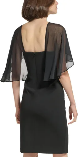 Vista 2 de Calvin Klein Vestido de crepé de buceo con tapa de gasa