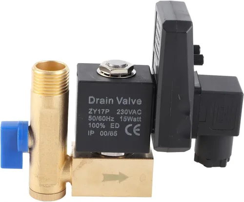 Vista 5 de Válvula de drenaje automática G1/2 DN15 Válvula de drenaje electrónica automática cronometrada para gestión de condensado de compresor de aire (230V)