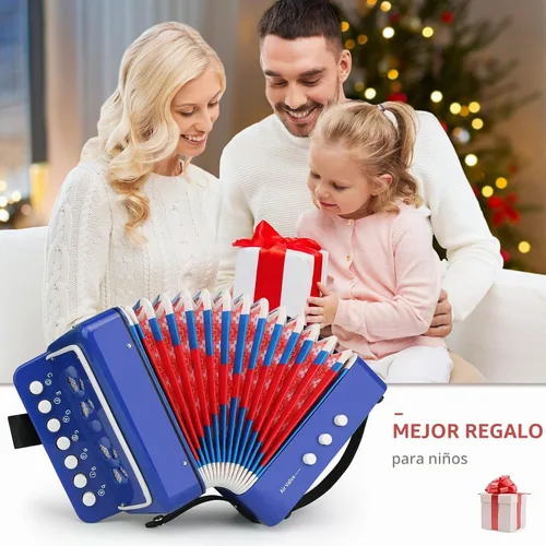 Vista 5 de Acordeón para niños, control de 10 teclas, mini acordeón de juguete, regalos fáciles de jugar