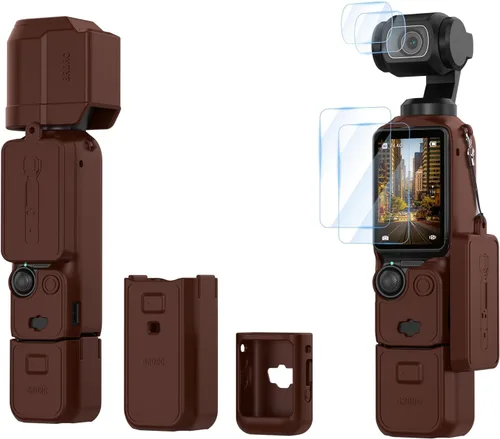 Vista 12 de BRDRC Funda de silicona Pocket 3, funda protectora con protector de lentes, funda antiarañazos compatible con DJI OSMO Pocket 3 Combo para creadores