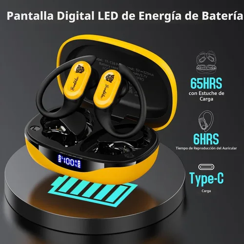 Vista 6 de Transformers TF-T26 Pro Audífonos inalámbricos Bluetooth 5.4 con orejeras, auriculares con ganchos para la oreja, tiempo de reproducción de 65H