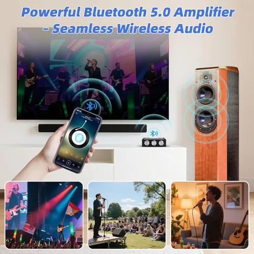 Vista 6 de ZK-1002T Placa de amplificador estéreo Bluetooth 5.0, módulo de mini amplificador de audio de 200 W HiFi de 2.0 canales con control de agudos