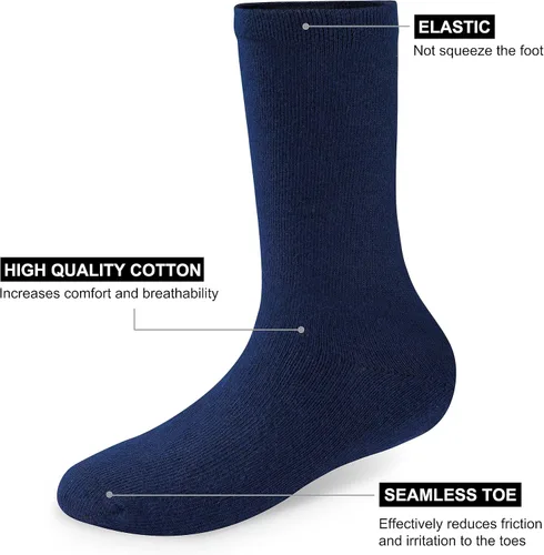 Vista 3 de COZYOFFI 4 pares de calcetines de algodón sin costuras para niñas y niños, uniforme escolar