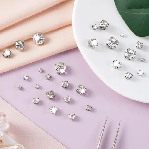 Vista 4 de 280 diamantes de imitación para coser, diamantes de imitación de PAGOW con garra plateada, adornos para vestidos de novia, bolsos, zapatos