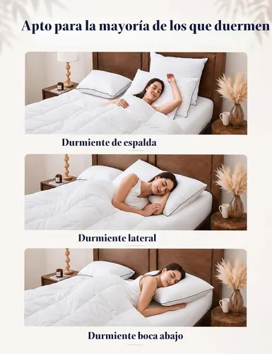 Vista 5 de DWR Almohada de plumón de ganso rodeada de poliéster, 2 unidades, 100% algodón orgánico, soporte medio, rellenos de almohada de cama