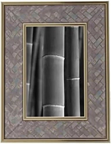 Vista 10 de Mikasa Marco de fotos con espejo Chevron, muestra una foto de 5 x 10 pulgadas, caballete trasero para exhibición de mesa, 7.4 x 9.4 pulgadas