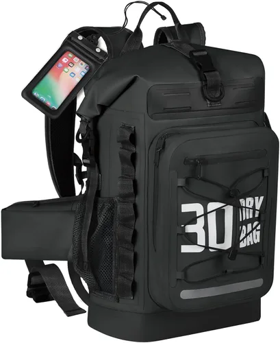 Vista 53 de MORXPLOR Bolsa seca impermeable, 5L/10L/20L/30L/40L/55L Mochila seca con funda impermeable para teléfono para natación, kayak