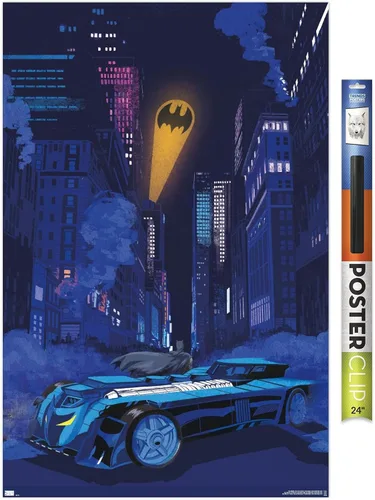 Vista 17 de Trends International DC Comics Batman - Póster de pared con señal de murciélago en el horizonte, 22.4 pulgadas de largo x 14.7 W, versión enmarcada