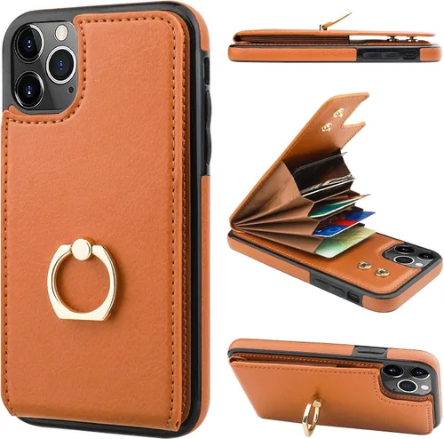 Vista 14 de Folosu Funda compatible con iPhone 11 Pro Max con soporte para tarjetas, rotación de 360°, soporte de anillo de dedo con función atril, protección