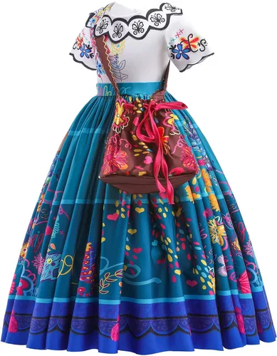 Vista 5 de HIONGOHI Encanto Dress Mirabel Costume For Girls, Isabela Cartoon Halloween Cosplay Dress Up For Kids, Dress Princess Outfit