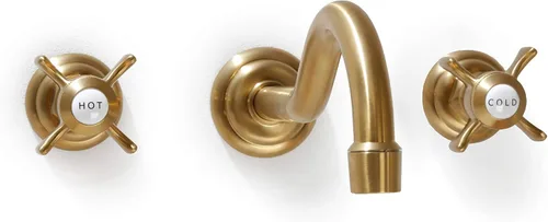 Vista 8 de SITGES Grifo de pared, grifo de pared de lavabo de baño de dos manijas con válvula áspera incluida, níquel cepillado