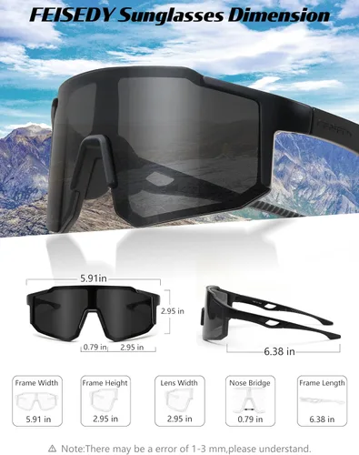 Vista 5 de FEISEDY Gafas de sol deportivas para hombres, mujeres y adolescentes - Béisbol, ciclismo, ciclismo UV400 protección B2388