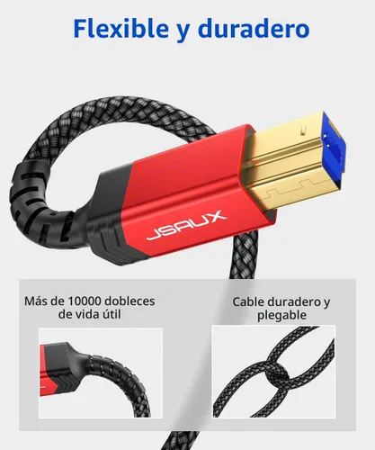 Vista 4 de JSAUX Cable USB C a USB B 3.0 de 6.6 pies