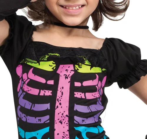 Vista 3 de Fun World Disfraz de esqueleto punk Funky para niñas pequeñas