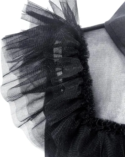 Vista 6 de Disfraz negro para niñas, disfraz de familia negro, disfraz de Halloween, vestido de fiesta para niñas de 4 a 13 años