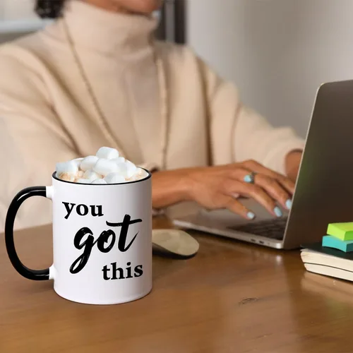 Vista 5 de YHRJWN Taza de café con texto en inglés "You Got This" para mujeres y hombres, regalos motivacionales inspiradores para mejores amigos, compañeros