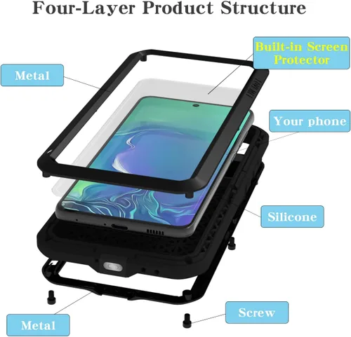 Vista 3 de LOVE MEI Funda militar resistente para Samsung Galaxy S21 Fe, con protector de pantalla de vidrio templado, a prueba de golpes, a prueba de polvo, a