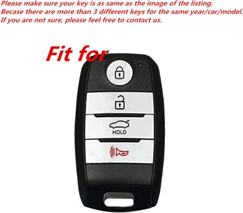 Vista 3 de Funda de cuero inteligente con 4 botones para llavero remoto para Kia K3 K6 Optima Cerato Forte Sorento Rio Rio5 Rondo Carens (negro)