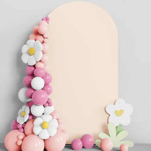 Vista 12 de Asee'm Cubierta de arco de boda de 6 pies, color beige, ajustada, cubierta de elastano ajustable de 2 caras, cubierta de fondo para decoración