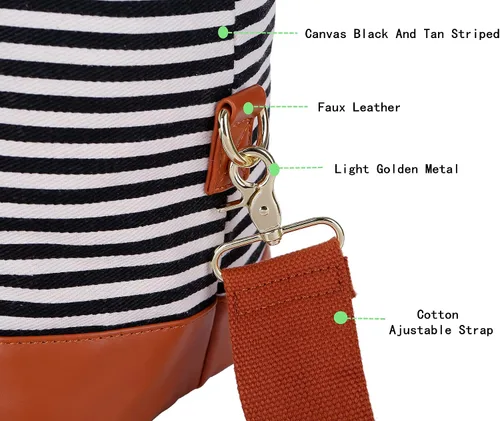 Vista 5 de BAOSHA HB-28 - Bolsa de lona para mujer para la noche o el fin de semana, Negro, Moderno Equipada