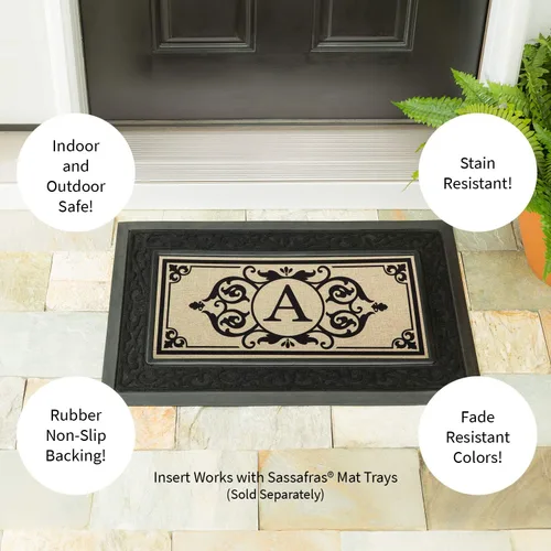 Vista 4 de Evergreen Flag Cambridge Monogram Letra A Burlap Sassafras Switch Mat 22" x 10
